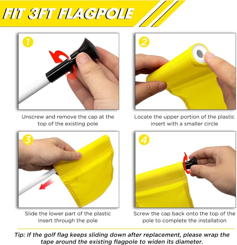 KINGTOP Solid Golf Flag All 8x6 Inch - 420D Nylon, Tube Inserted - Mini Putting Green Flags for Backyard Practice - Image 4